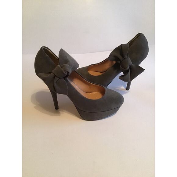 KELSI DAGGER GREY SUEDE PLATFORM BOW 8M - Picture 12 of 12
